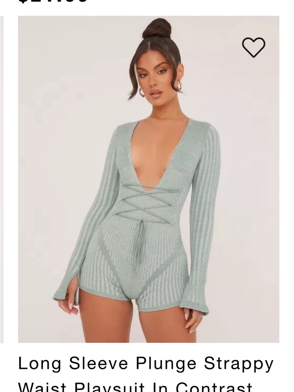 EGO Light Blue Knit Wrap Top with Waist Tie